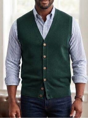 Peter Millar 100% Merino Wool Button Down Vest - Size XL
